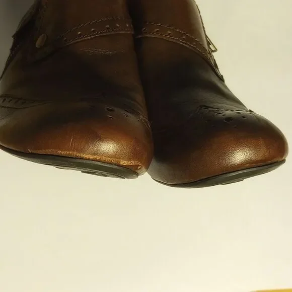 Brown Leather Born Heeled Clogs - Picture 9 of 10